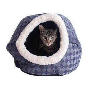 Armarkat‎ Cuddle Cave Dog Cat Pet Bed Purple Checkered Small